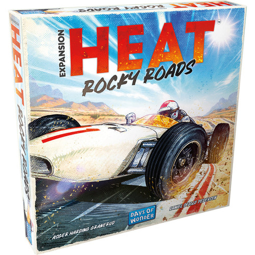 front cover of game box featuring a white racer in a desert