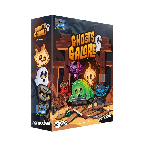 Game box, depicting cartoon monsters emerging from a mineshaft