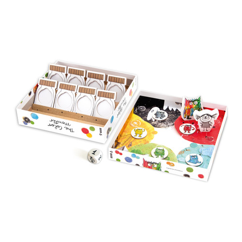 Game components featuring empty jars and different colored monsters
