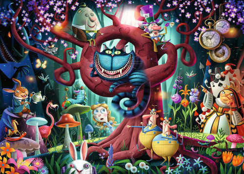 Most Everyone is Mad puzzle image, featuring characters from Alice in Wonderland