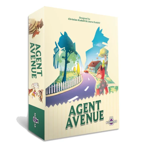 Game box depicting a residential street and the silhouettes of two mysterious animal investigators