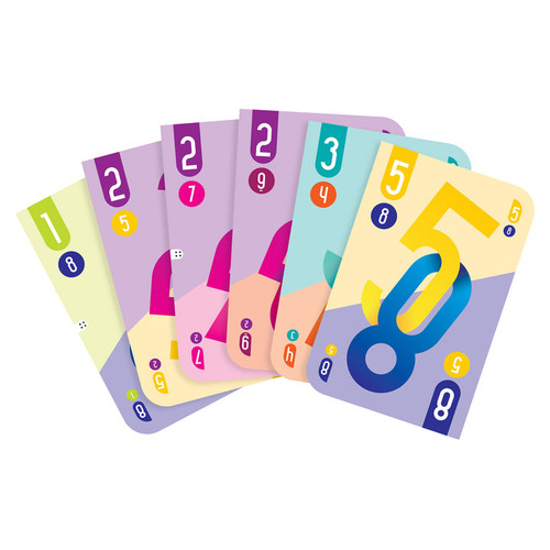 the cards fanned out to feature two numbers on each card