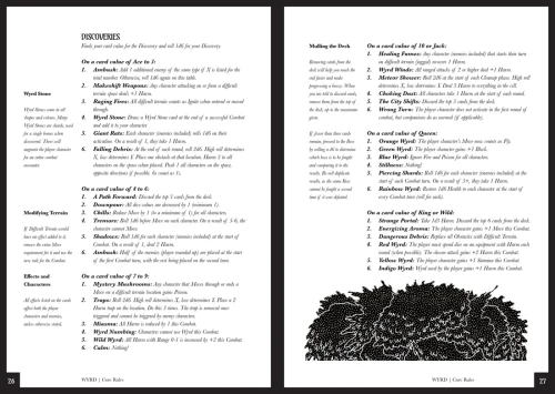Interior page spread with discovery tables