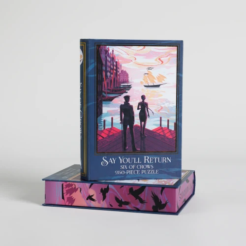 Puzzle packaging in the style of a hardcover book