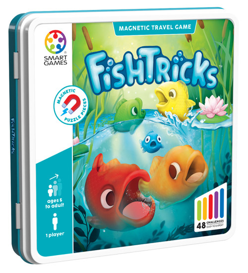 cover of magnetic game with different colored fish