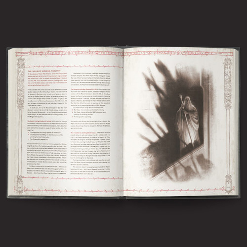 a page spread with wizard art on one page