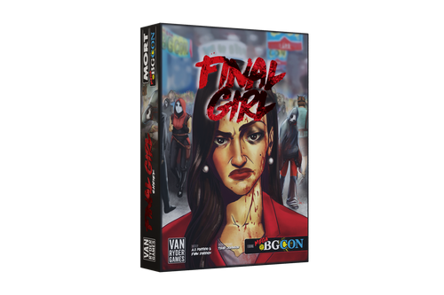 front cover with red font, black haired female with blood splatter