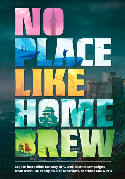 Book cover art, the title in large text with an image of a world setting within each word