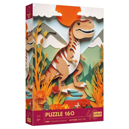 Dinosaur puzzle with multiple layers of depth