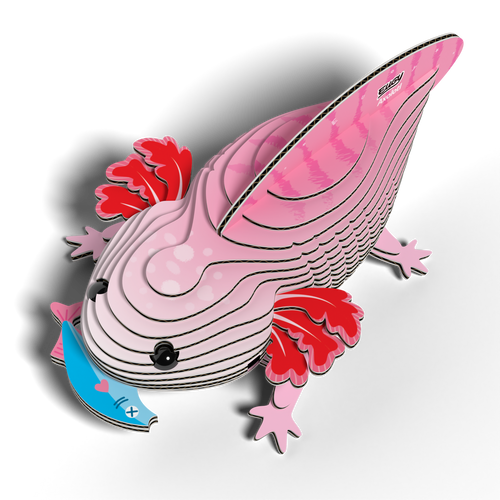 pink axolotl with a fish assembled puzzle