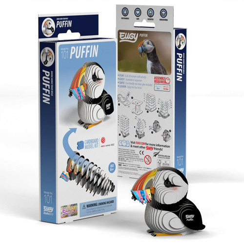 front and back of packaging with assembled bird