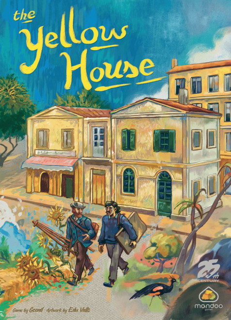 front of game box featuring a yellow house