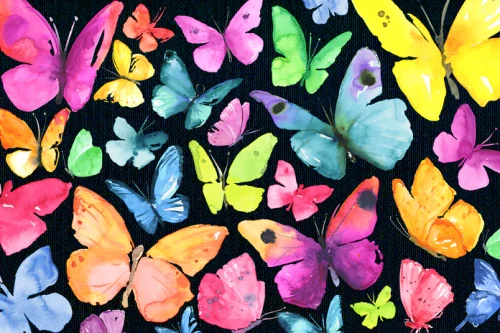 Puzzle image depicting colorful butterflies