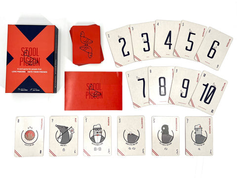 card box with cards laid out