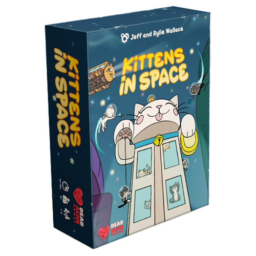 blue card box featuring kitten in space