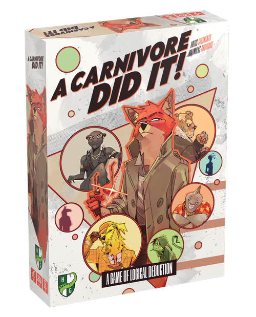 Game box, art depicting a fox character in a trenchcoat and other suspects