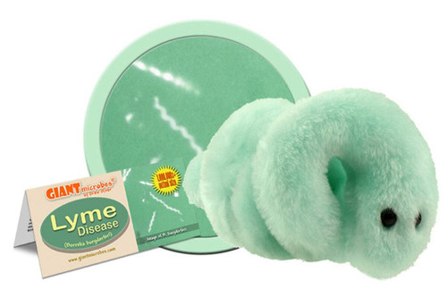 mint green swirl stuffed microbe with tag