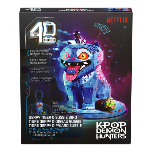 front of model box with blue cat