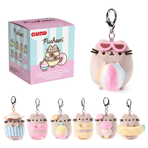 possible options, box with varieties of plush with keychains