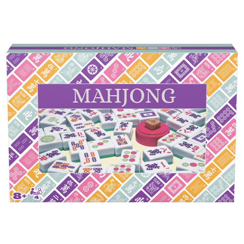 white box with pink, purple tiles