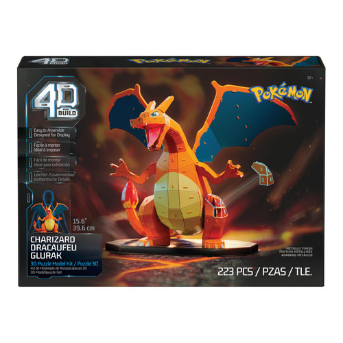 front of packaging featuring Charizard model product