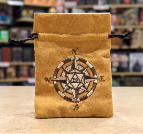 Dice bag with compass rose d20 design
