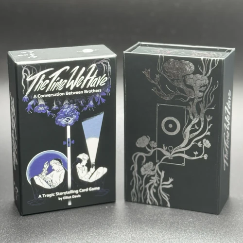 Game box depicting two figures sitting with their backs against opposite sides of a closed door