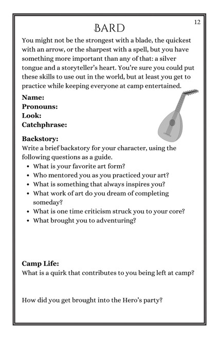 Interior page featuring Bard information