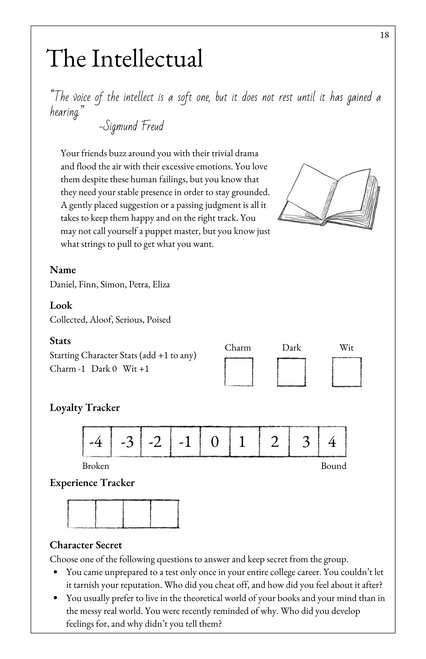 Interior page featuring the Intellectual character type