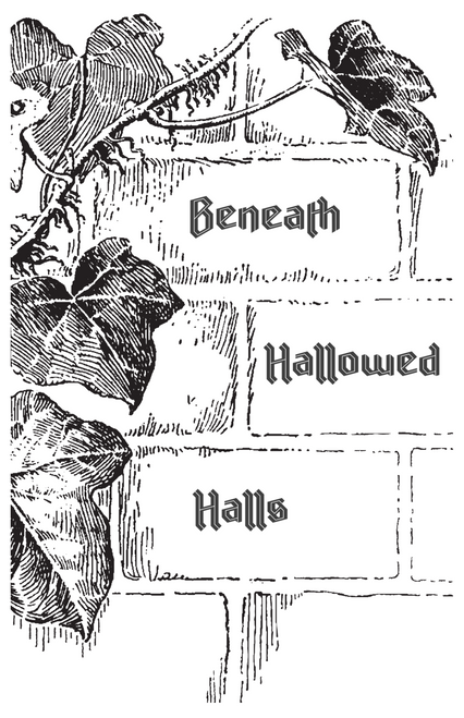 Cover art, a sketch of a brick wall with ivy growing on it