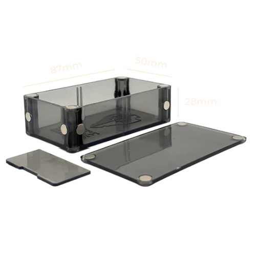 Single tray with lid and divided, dimensions shown