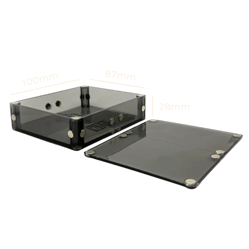 Tray with lid, and dimensions shown
