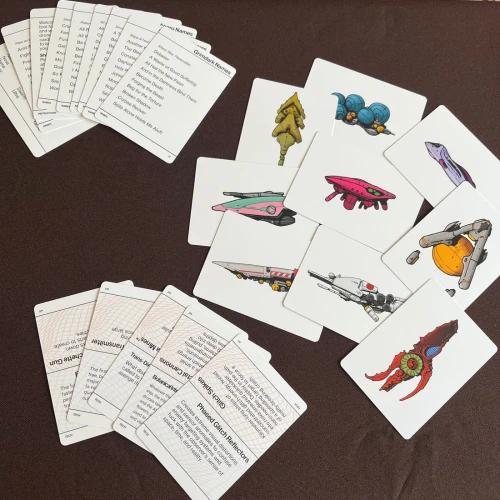 Included cards on a tabletop