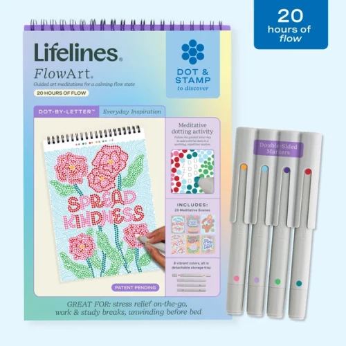 Dot art notebook cover and markers
