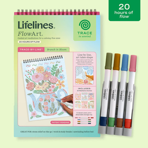 front of coloring book with a vase and markers