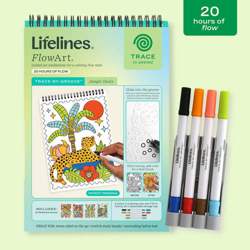 front of coloring book with markers
