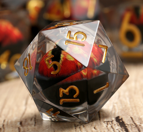 Closeup on the twenty-sided die