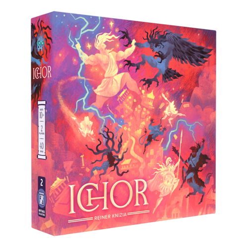Game cover art depicting a battle in the sky between mythical creatures and gods