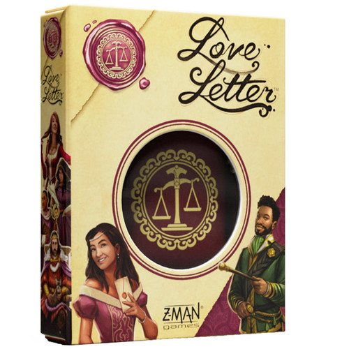 front of packaging featuring maroon gold scale
