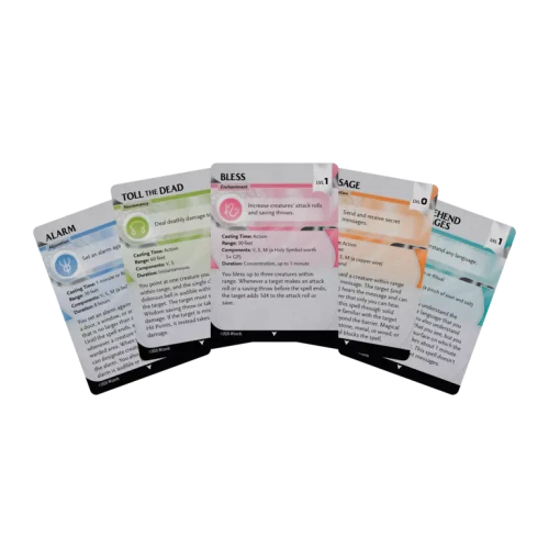 Five example reference cards
