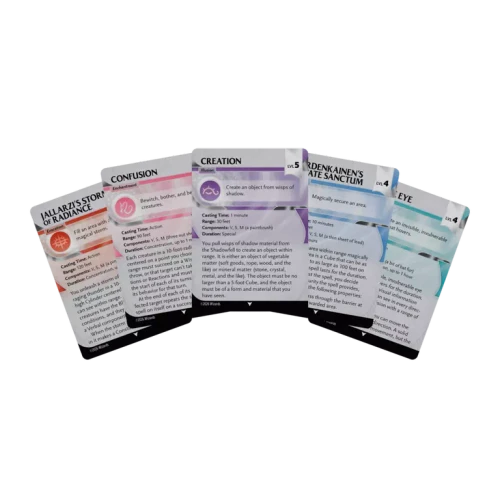 Five example reference cards