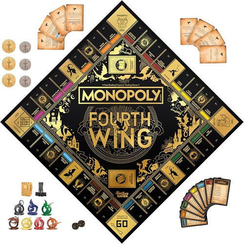 the game board black with gold with components