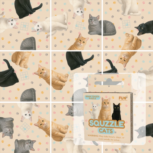 tan with paw prints and different colored cats