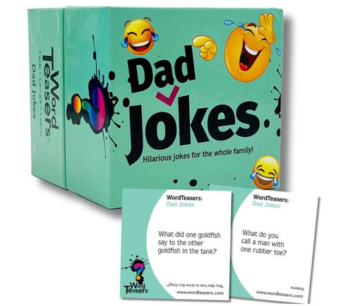 Dad Jokes, box with two card examples of jokes