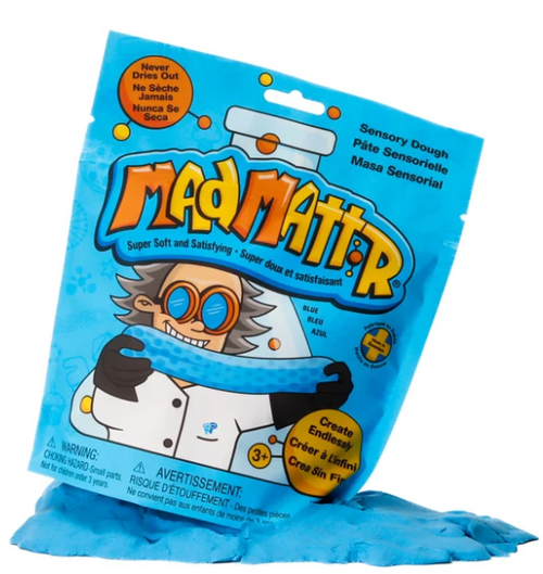 blue package bag with a scientist