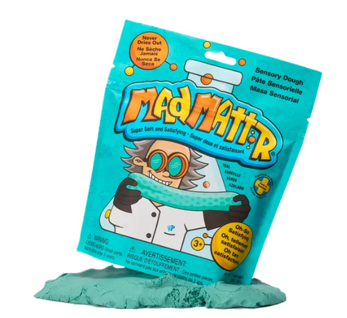 teal package bag with a scientist