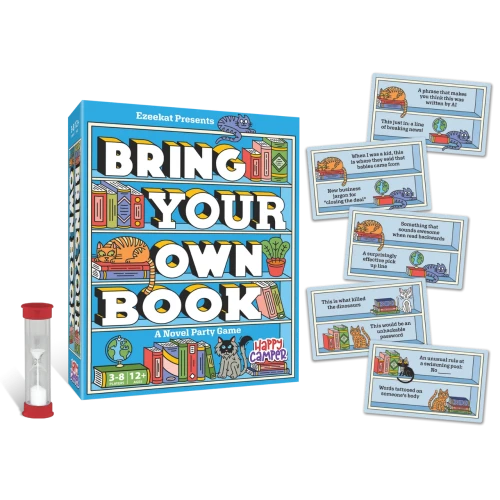 game box, timer, and sample card book prompts
