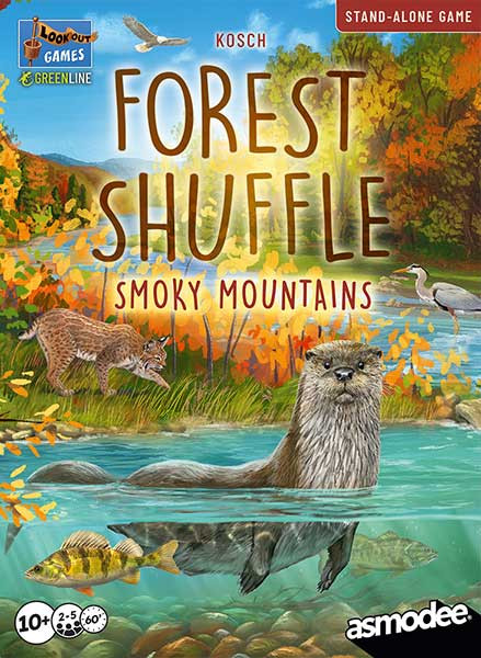 Otter in the water with several animals in nature