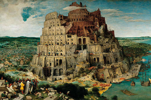 Tower of Babel 5000pc image featuring the painting by Pieter Bruegel the Elder which depicts an enormous and complex stone tower