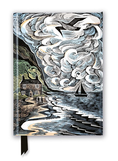 Journal cover art depicting an impressionist image of a rocky shoreline and storm clouds above